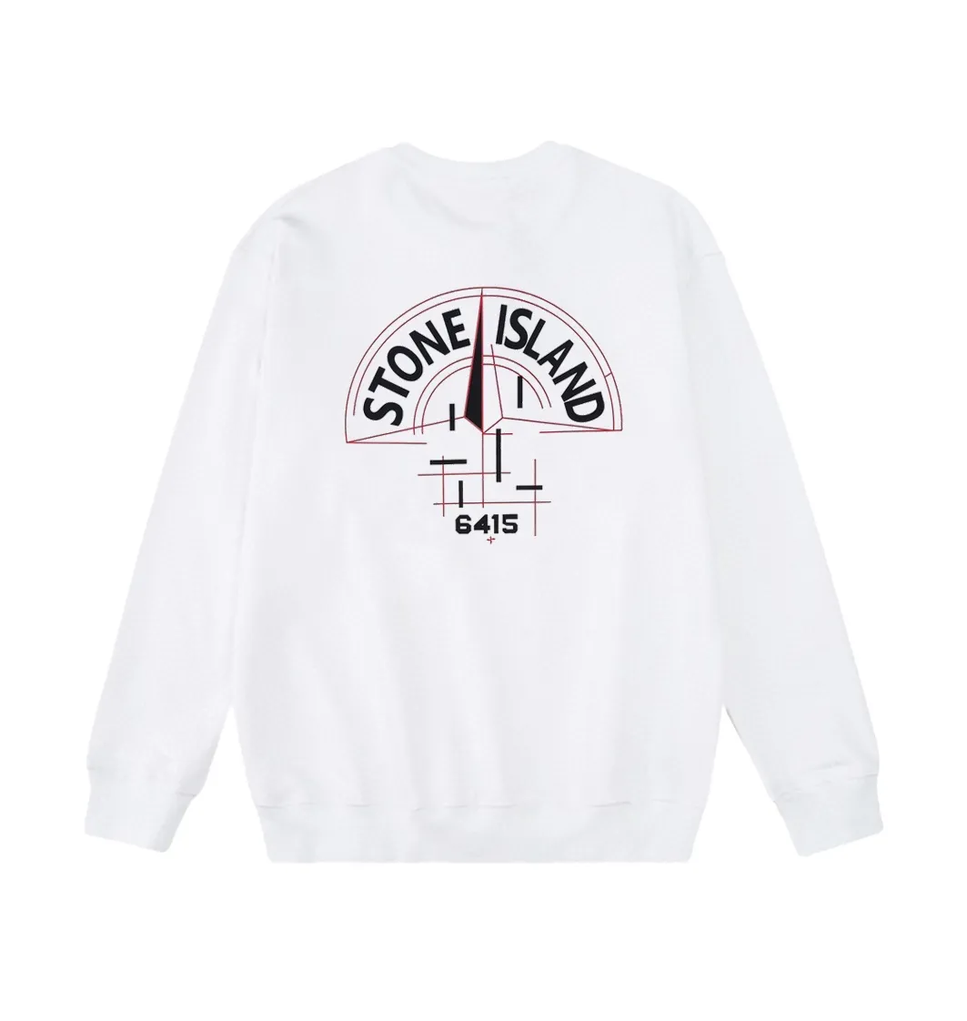W802#P160💰 Stone Island mechanical compass logo printed round neck long-sleeved sweatshirt! Versatile base round neck sweatshirt for couples! Simple armband design, customized 1*1 thread (fine texture), 380g double-strand large terry fabric, very good quality, foreign trade craftsmanship, respect the original version! The threads at the cuffs and hem are all original bartacks! The time-consuming and material consumption distinguishes the ordinary version on the market! Tops worn by celebrities from all walks of life on INS, can be matched with couple styles!  Color: Black White Size: M-XXL